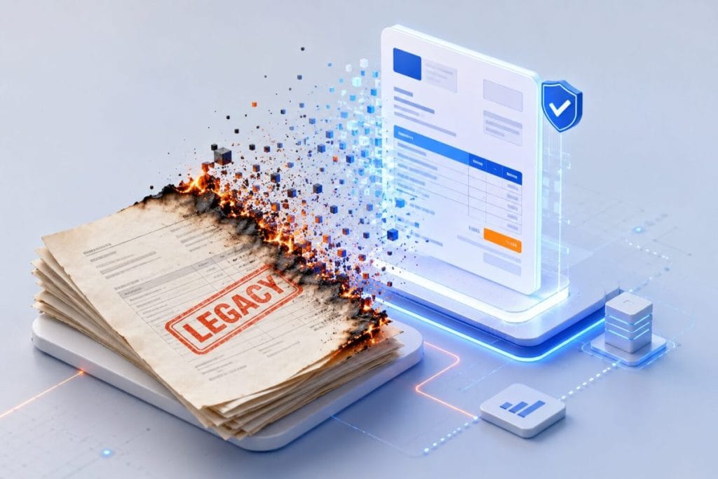 A 3D illustration showing the financial risk and budget impact of losing grandfathered SaaS plans during a contract renewal.