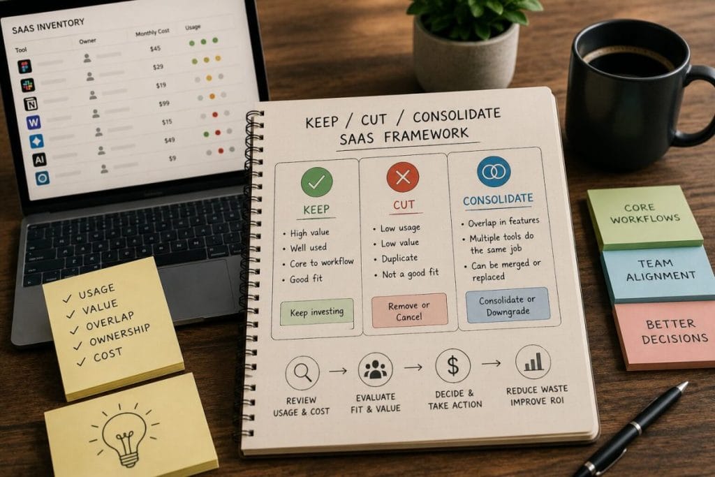 Keep Cut Consolidate SaaS framework for software review