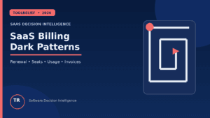 SaaS billing dark patterns checklist covering renewals seats usage and invoices