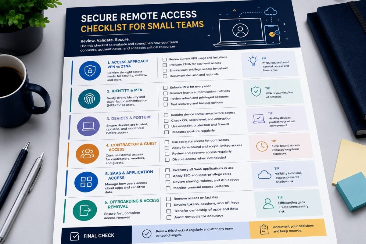 Secure Remote Access Checklist for Small Teams Secure Remote Access Checklist for Small Teams