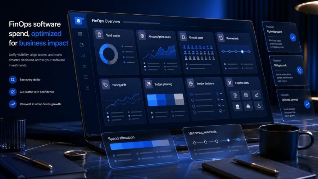 ToolRelief FinOps Insights dashboard for software spend SaaS waste AI costs and renewal risk