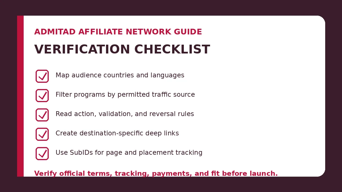 Admitad affiliate network guide verification checklist