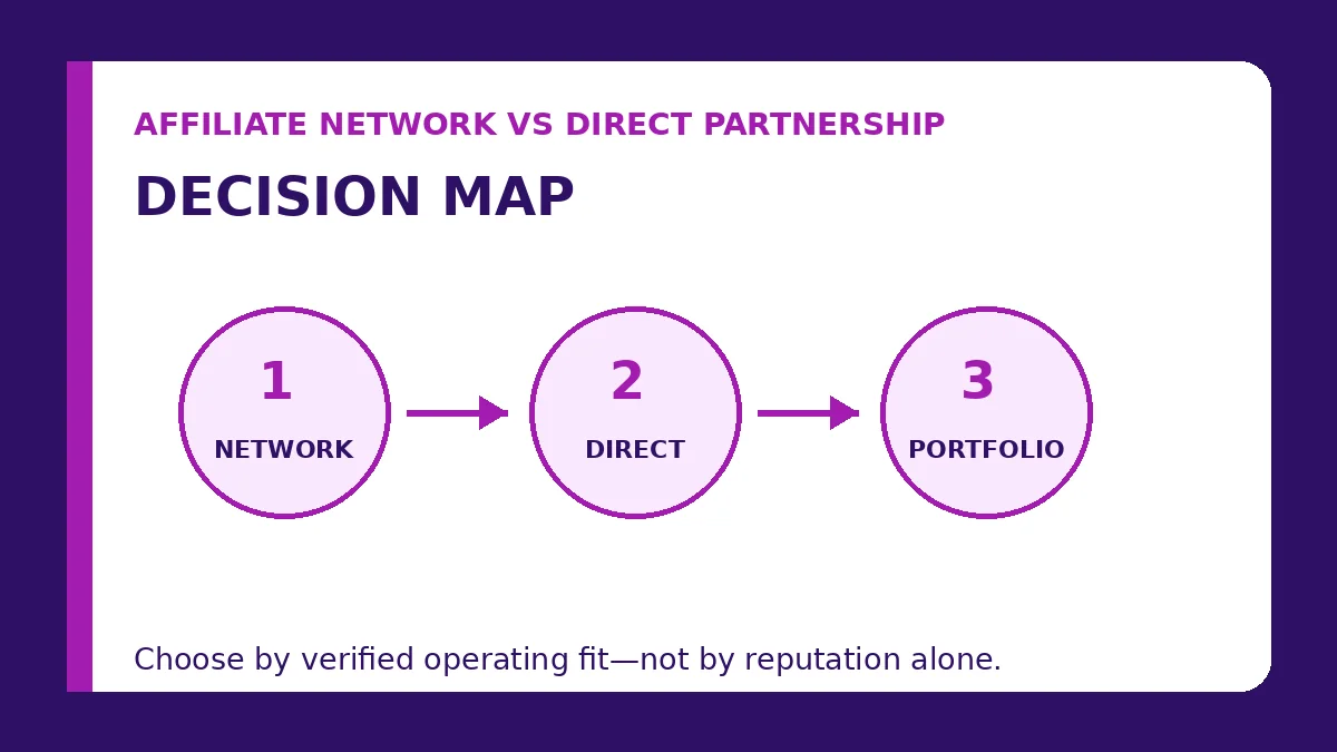 affiliate network vs direct partnership decision map