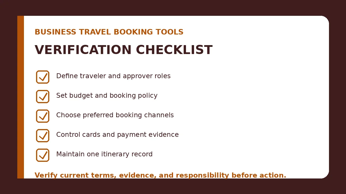 business travel booking tools verification checklist