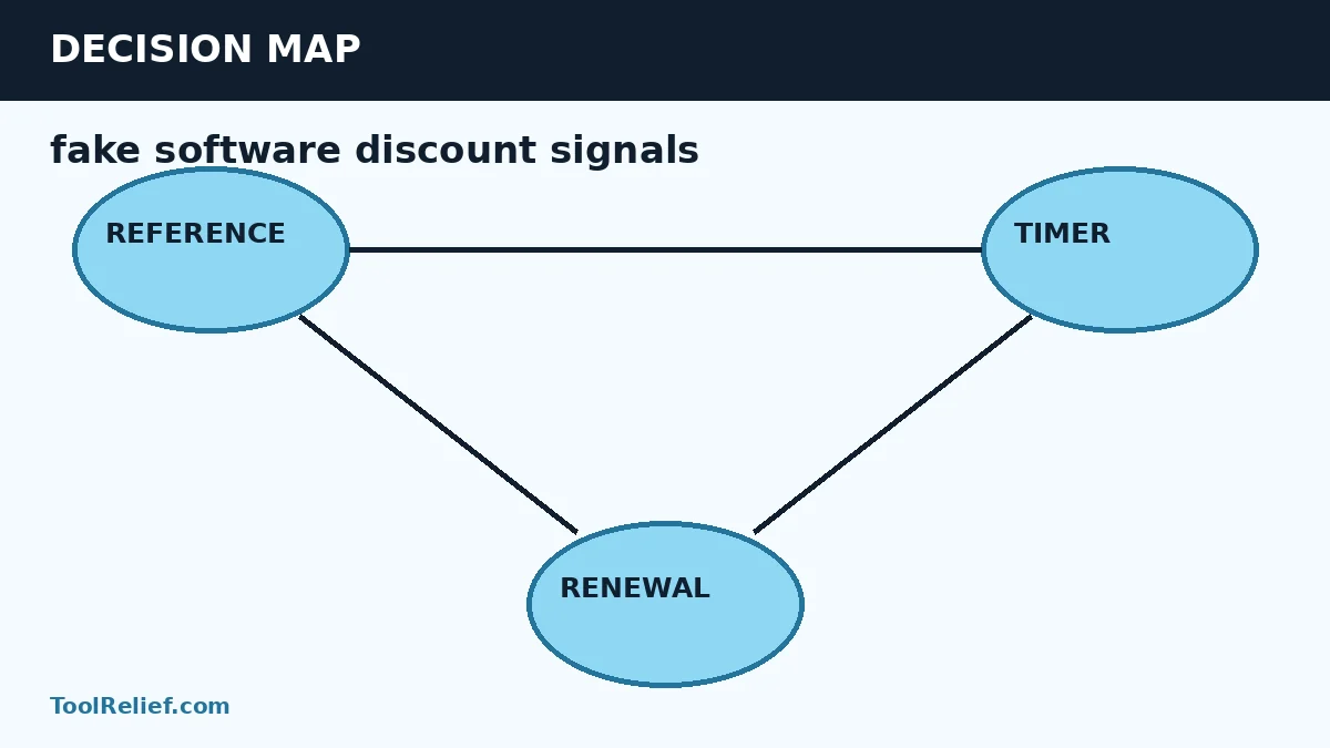 fake software discount signals decision map