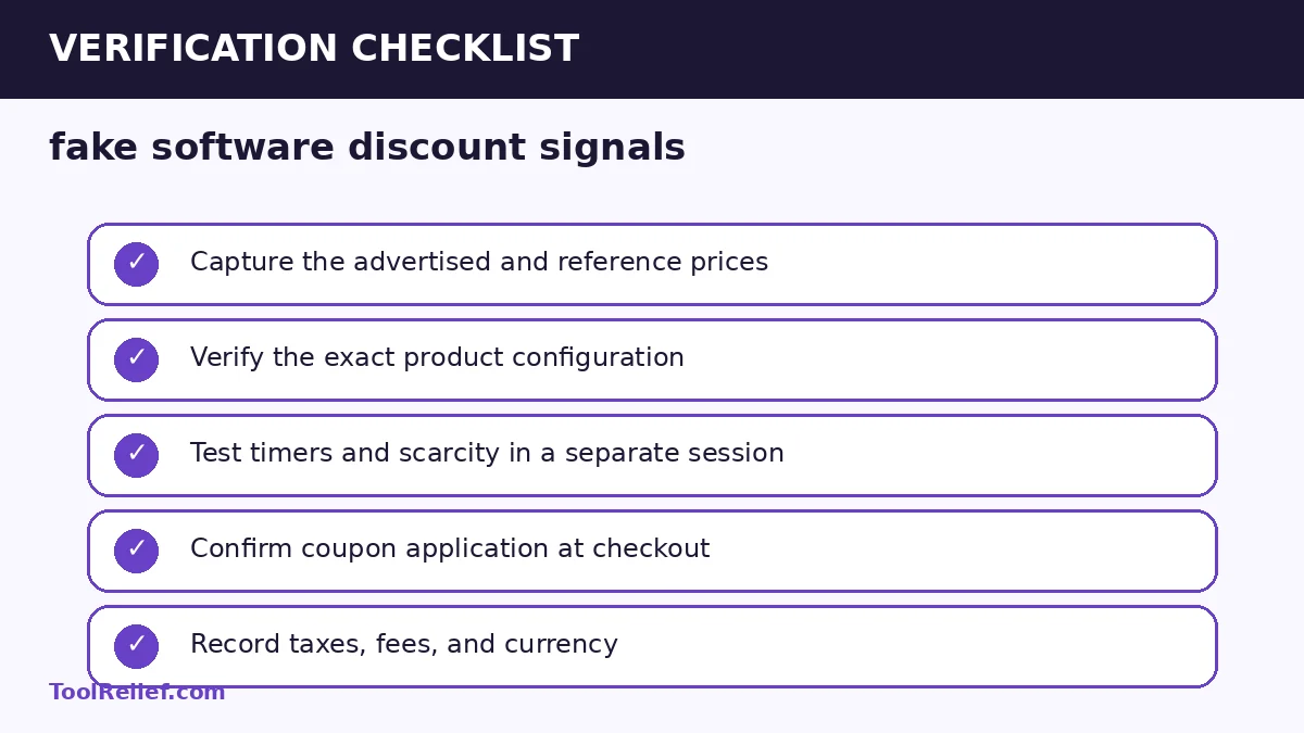 fake software discount signals verification checklist