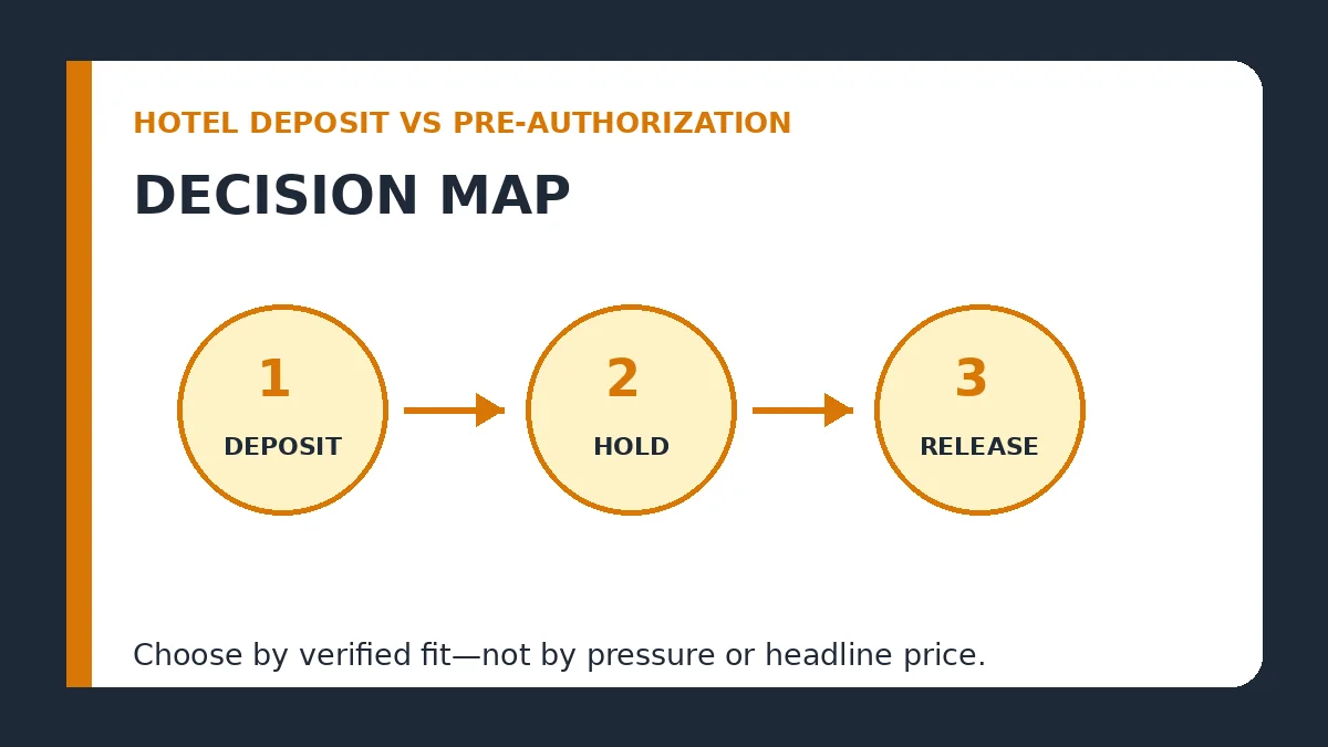 hotel deposit vs pre-authorization decision map
