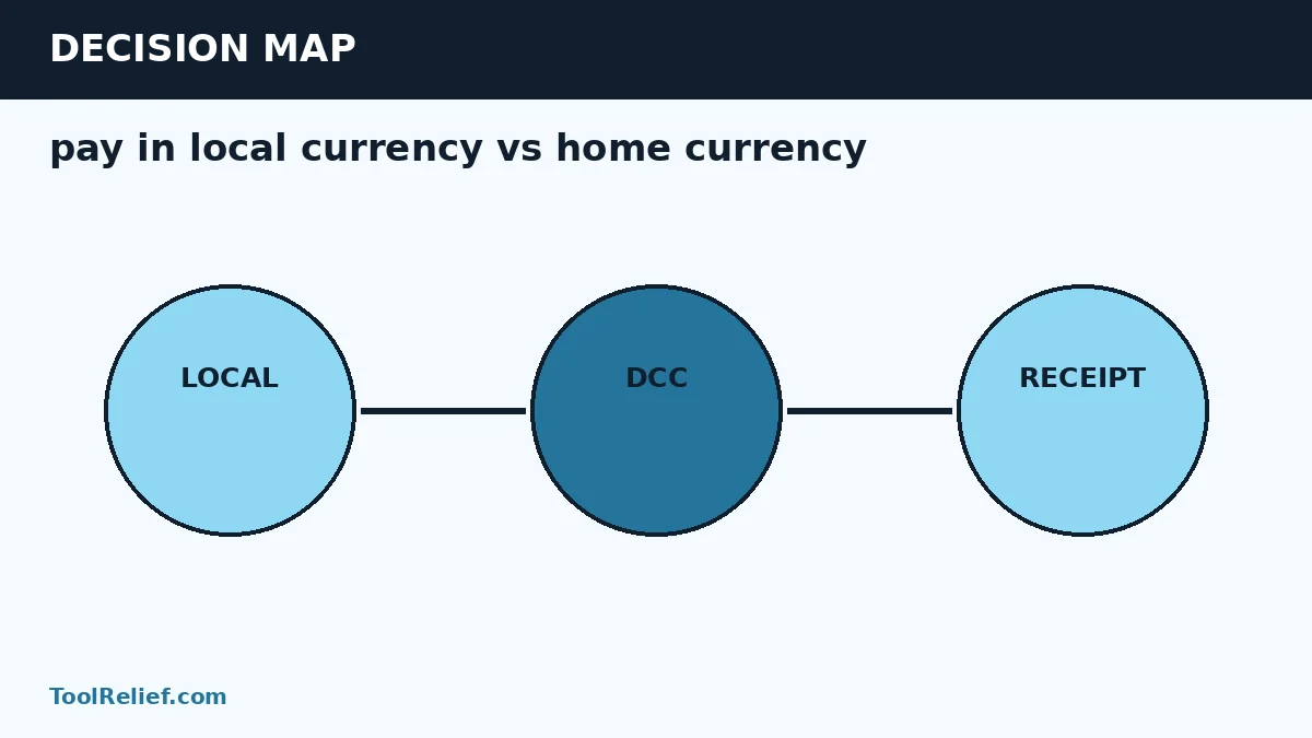 pay in local currency vs home currency decision map