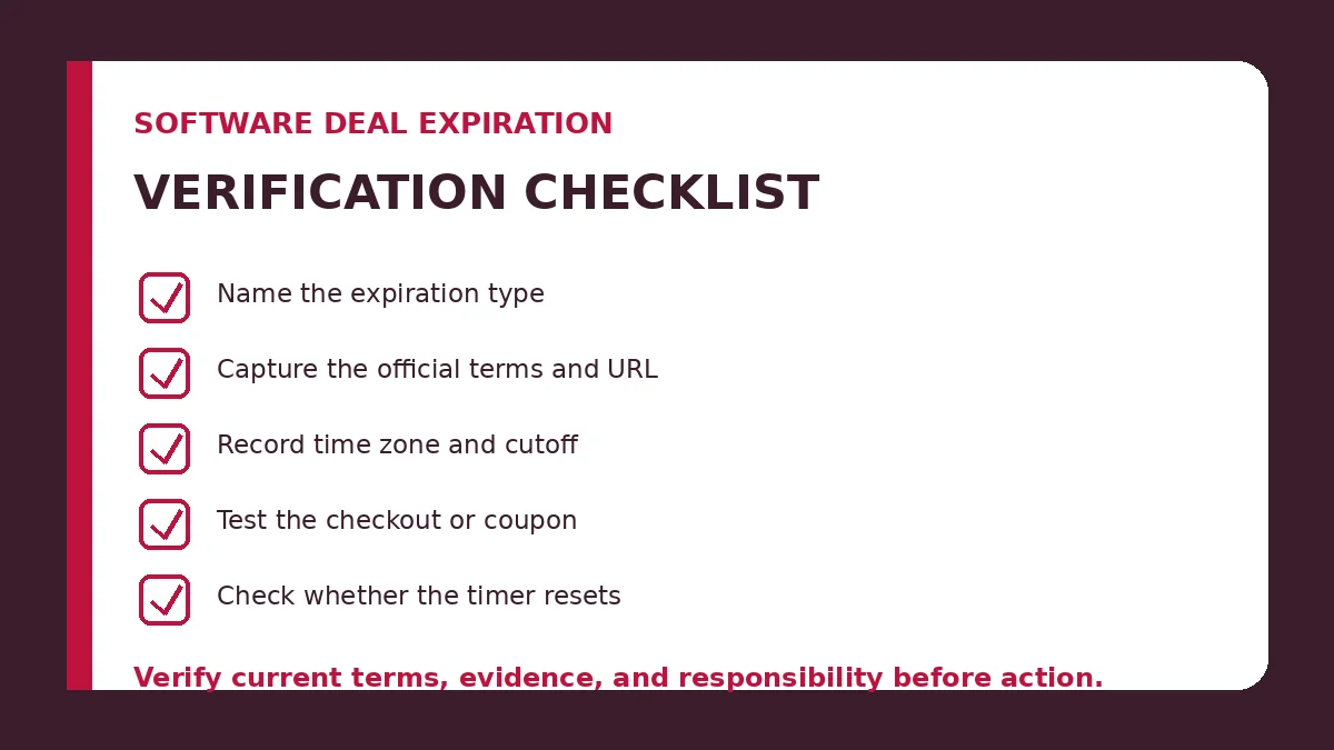 software deal expiration verification checklist