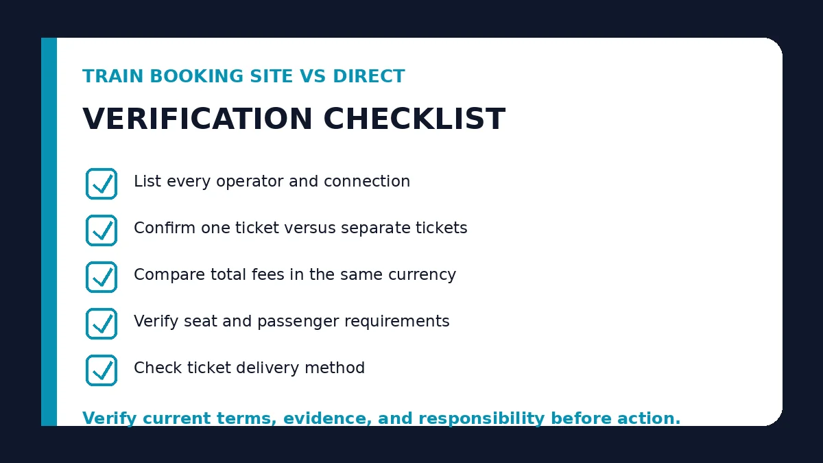 train booking site vs direct verification checklist