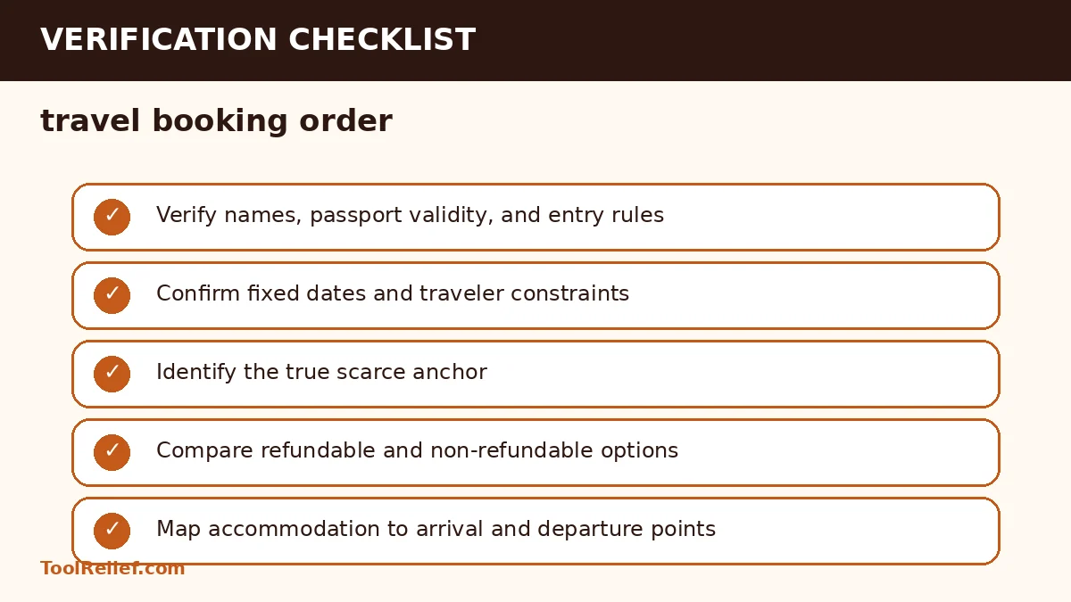 travel booking order verification checklist